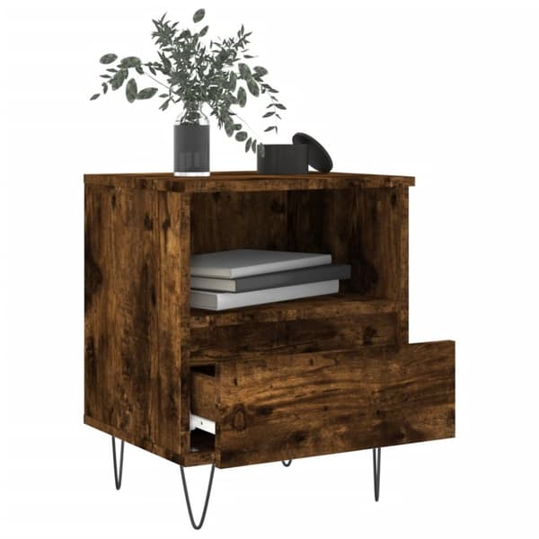 vidaXL Sängbord rökfärgad ek 40x35x50 cm konstruerat trä -  Nattduksbord