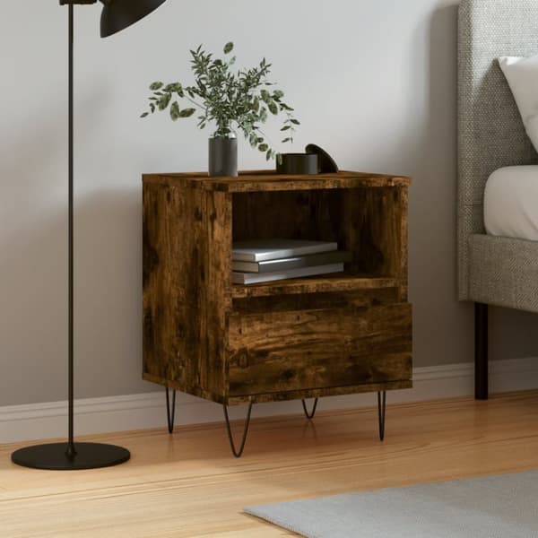 vidaXL Sängbord rökfärgad ek 40x35x50 cm konstruerat trä -  Nattduksbord