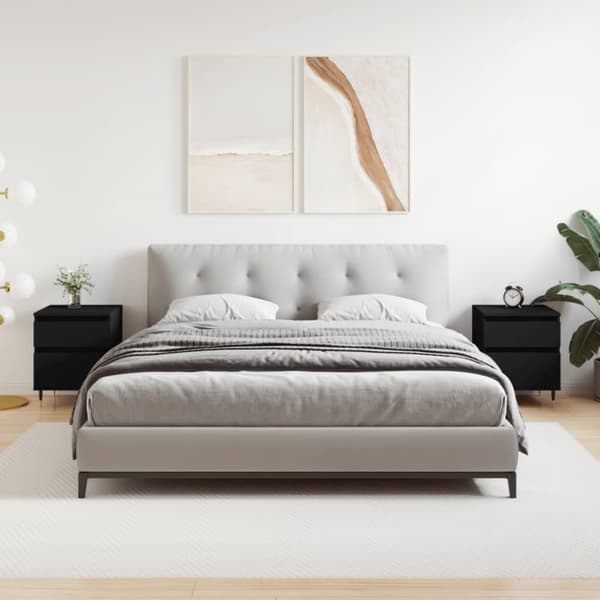 vidaXL sengeborde 2 stk. 40x35x50 cm konstrueret træ sort - Natborde