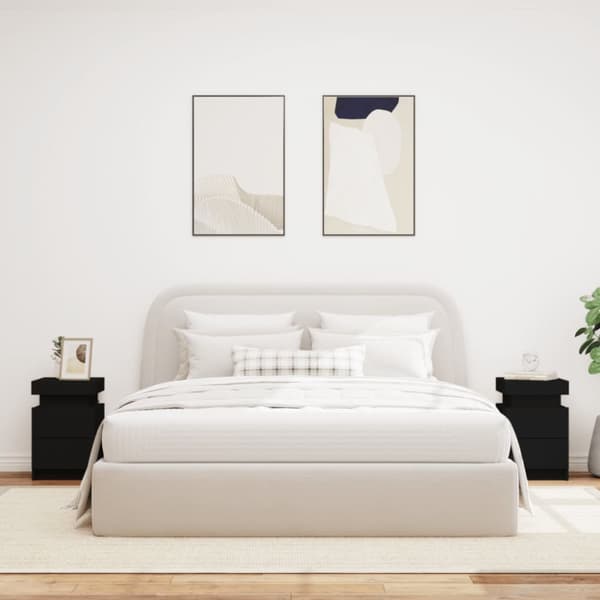 vidaXL sengeborde 2 stk. med LED-lys 35x39x55 cm sort - Natborde