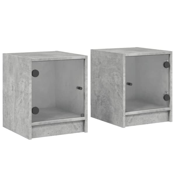 vidaXL sengeborde 2 stk. med glaslåger 35x37x42 cm betongrå - Natborde