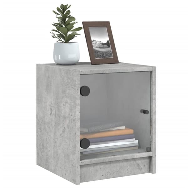 vidaXL sengeborde 2 stk. med glaslåger 35x37x42 cm betongrå - Natborde