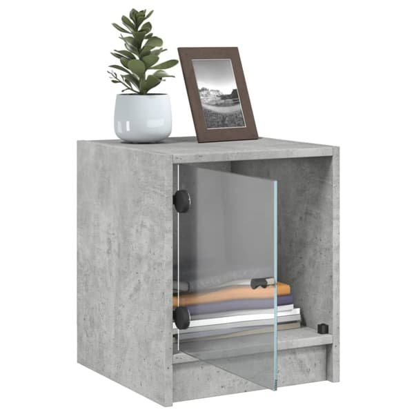 vidaXL sengeborde 2 stk. med glaslåger 35x37x42 cm betongrå - Natborde