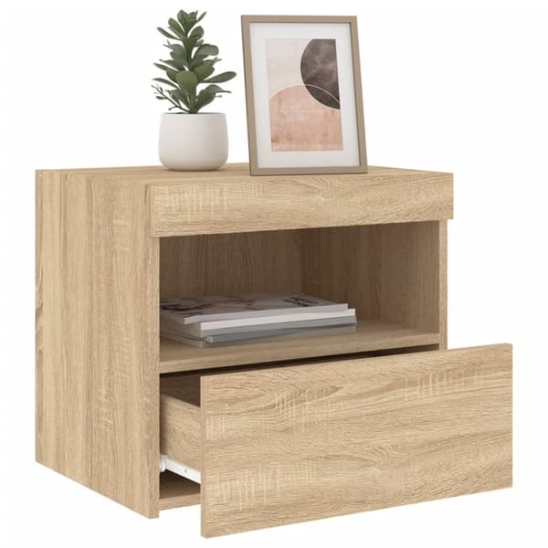 vidaXL sengebord med LED-lys 50x40x45 cm sonoma-eg - Natborde