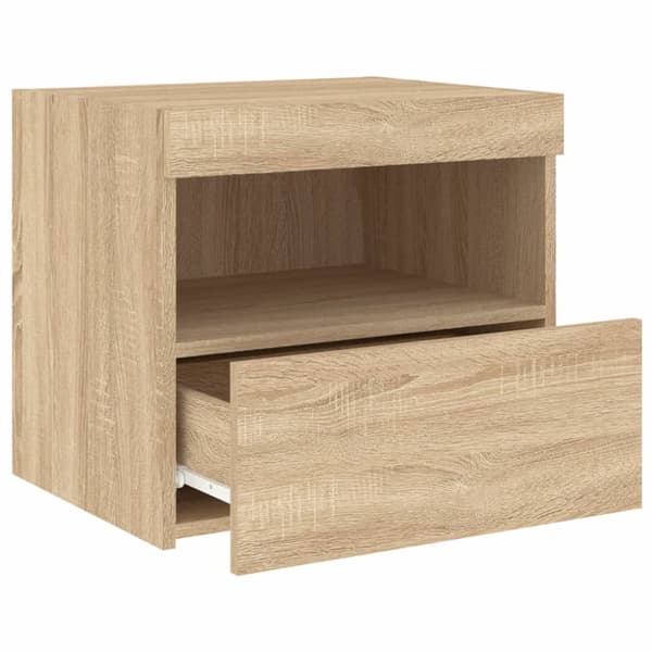 vidaXL sengebord med LED-lys 50x40x45 cm sonoma-eg - Natborde