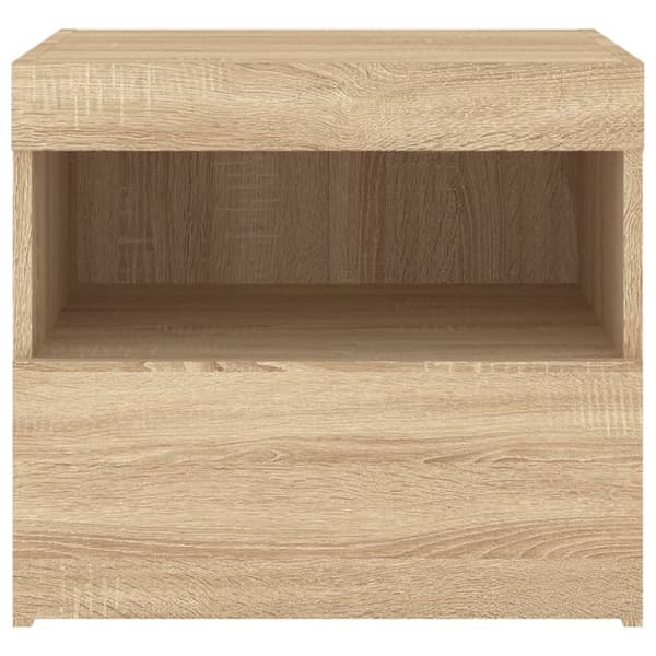 vidaXL sengebord med LED-lys 50x40x45 cm sonoma-eg - Natborde