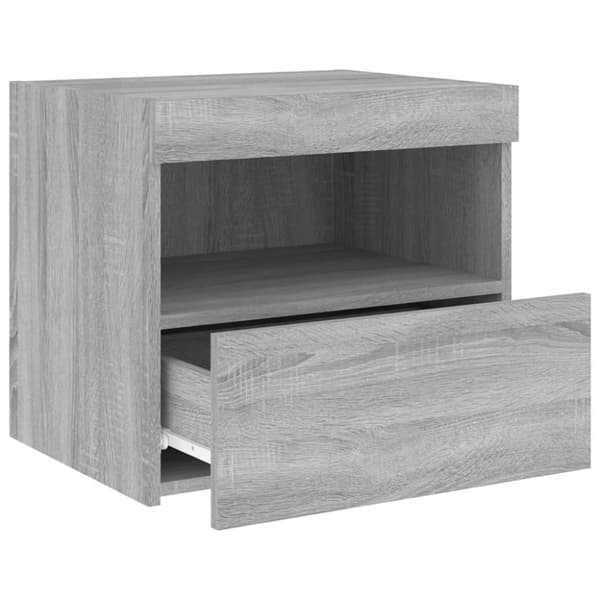 vidaXL sengebord med LED-lys 50x40x45 cm grå sonoma-eg -  Natborde