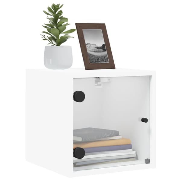 vidaXL sengeborde 2 stk. med glaslåger 35x37x35 cm hvid -  Natborde