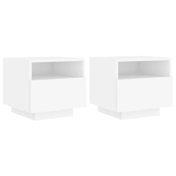 vidaXL Yöpöytä LED-valoilla 2 kpl valkoinen 40x39x37 cm - Yöpöydät