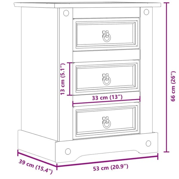 vidaXL Sängbord Corona 53x39x66 cm massiv furu -  Nattduksbord