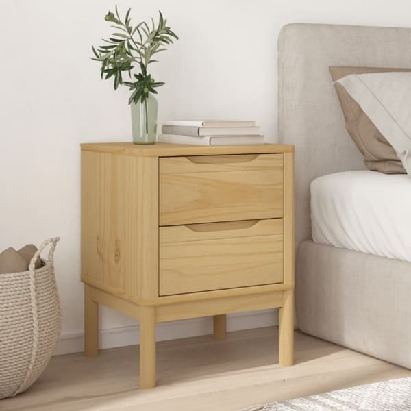 vidaXL sengebord 45x39x57 cm massivt fyrretræ gyldenbrun - Natborde