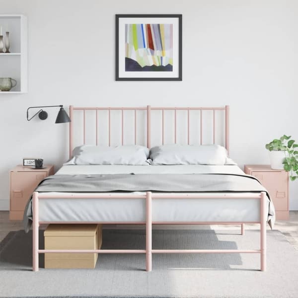 vidaXL sengeborde 2 stk. 34,5x39x44 cm stål lyserød