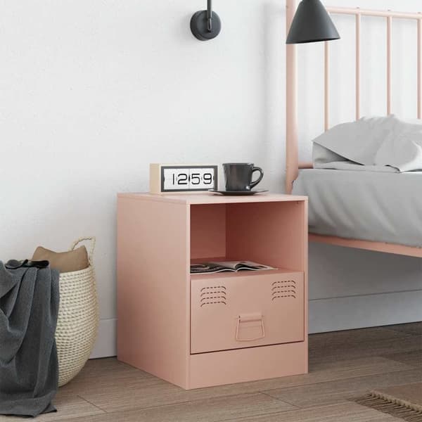 vidaXL Sängskåp rosa 34,5x39x44 cm stål