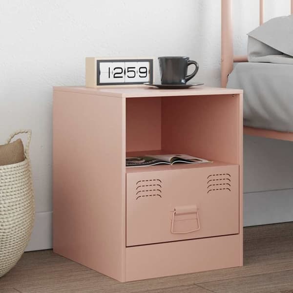 vidaXL Sängskåp rosa 34,5x39x44 cm stål