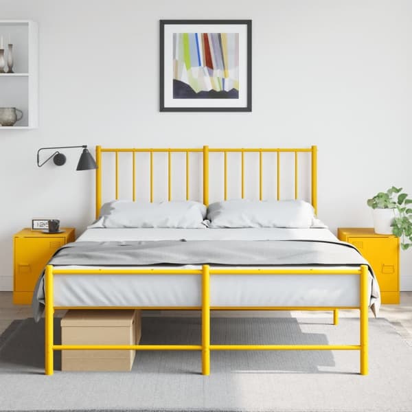 vidaXL Yöpöydät 2 kpl sinapinkeltainen 34,5x39x44 cm teräs