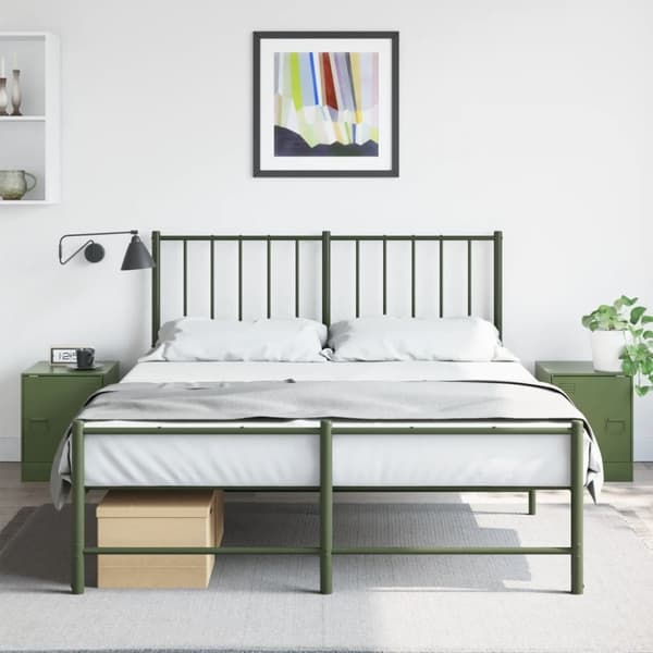 vidaXL Sängskåp 2 st olivgrön 34,5x39x44 cm stål