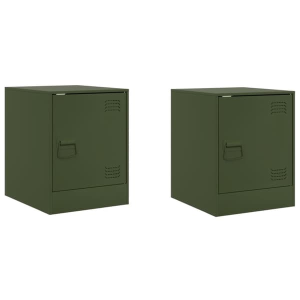 vidaXL sengeborde 2 stk. 34,5x39x44 cm stål olivengrøn