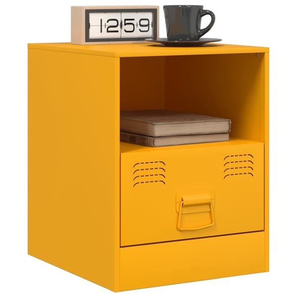 vidaXL Yöpöydät 2 kpl sinapinkeltainen 34,5x39x44 cm teräs