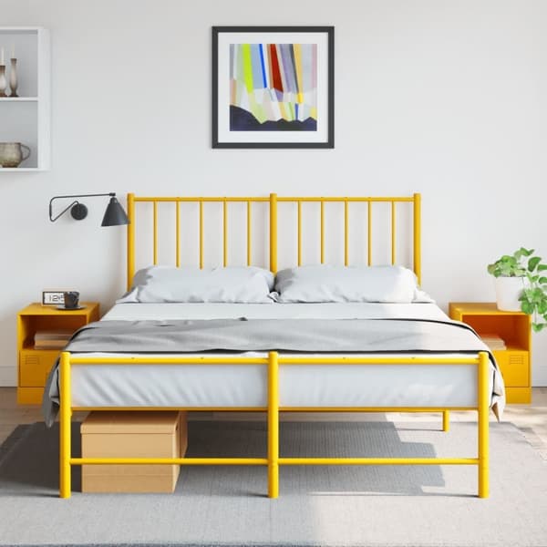 vidaXL Yöpöydät 2 kpl sinapinkeltainen 34,5x39x44 cm teräs