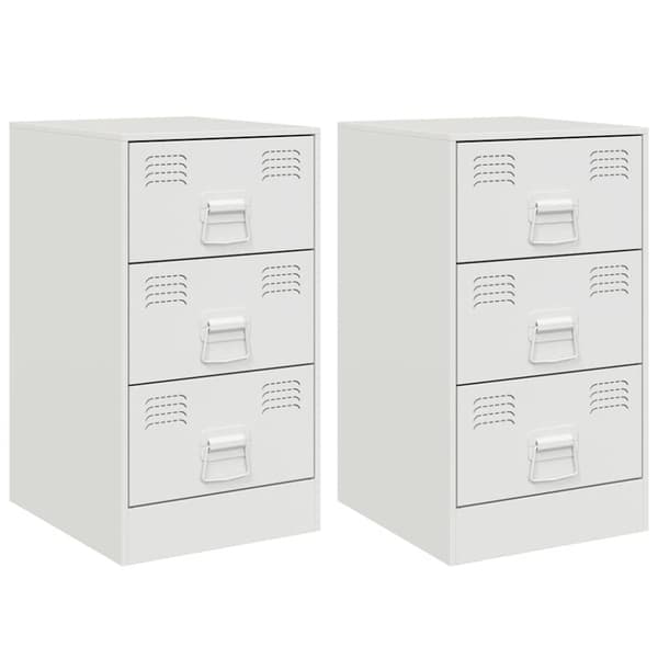 vidaXL Nattbord 2 stk hvit 34,5x39x62 cm stål