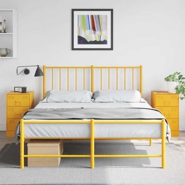 vidaXL Yöpöydät 2 kpl sinapinkeltainen 34,5x39x62 cm teräs