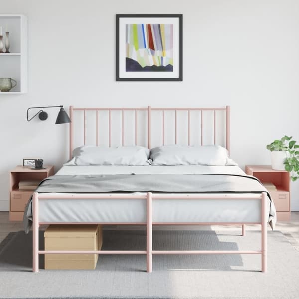 vidaXL sengeborde 2 stk. 34,5x39x44 cm stål lyserød