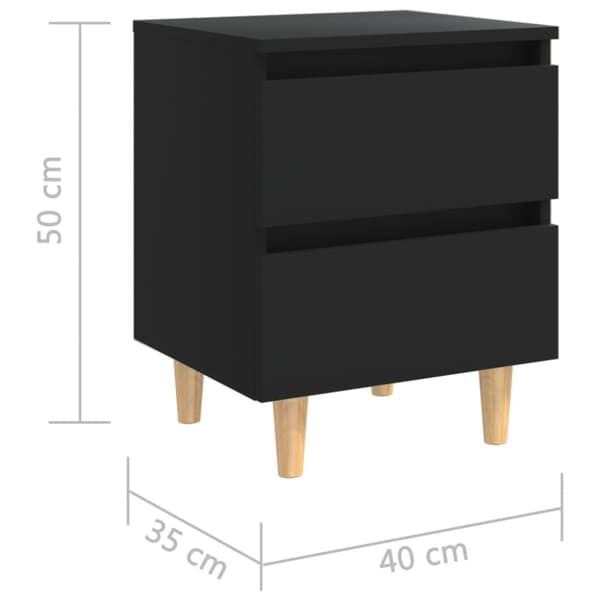 The Living Store Yöpöytä täysmäntyiset jalat musta 40x35x50cm -  Yöpöydät