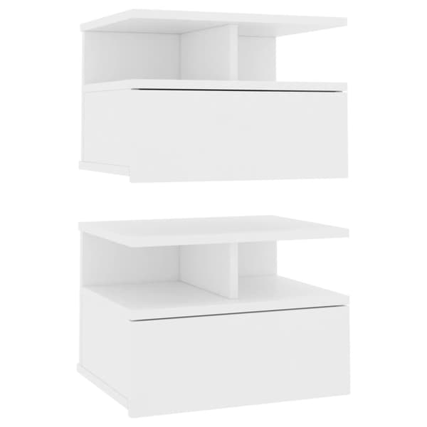 The Living Store svævende natborde 2 stk. 40 x 31 x 27 cm spånplade hvid - Natborde