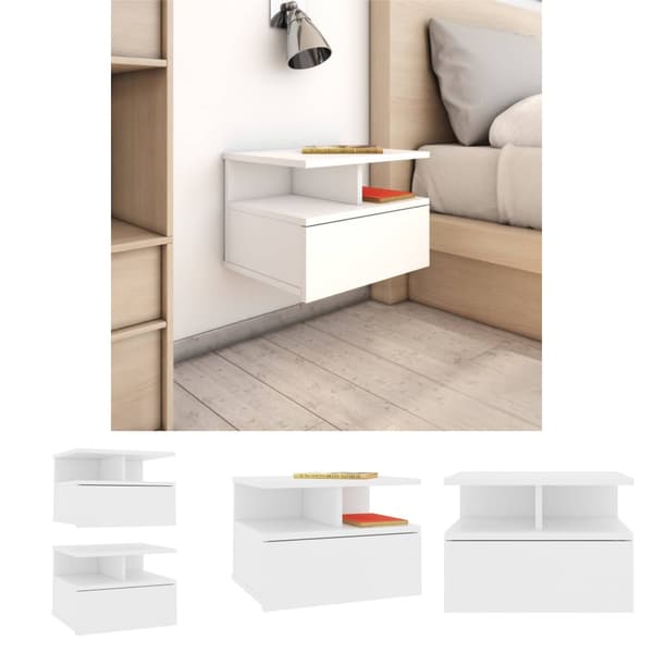 The Living Store svævende natborde 2 stk. 40 x 31 x 27 cm spånplade hvid - Natborde