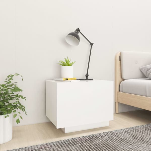 The Living Store Yöpöytä valkoinen 100x35x40 cm tekninen puu - Yöpöydät