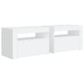 Miniatyrbillede 4 af 11: The Living Store sengeborde med LED-lys 2 stk. 60x35x40 cm hvid -  Natborde