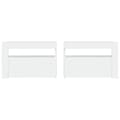 Miniatyrbillede 5 af 11: The Living Store sengeborde med LED-lys 2 stk. 60x35x40 cm hvid -  Natborde