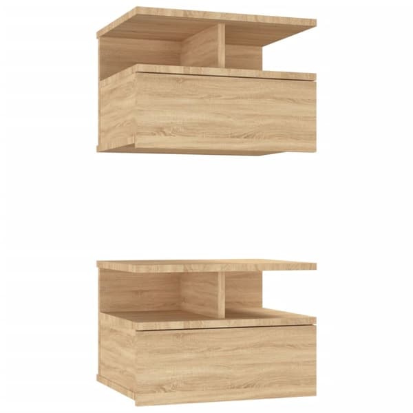 The Living Store svævende natborde 2 stk. 40 x 31 x 27 cm spånplade sonoma-eg -  Natborde