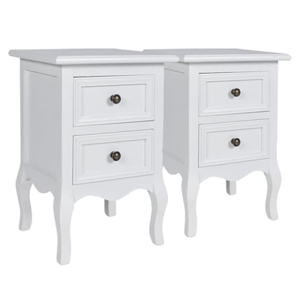 The Living Store sengeborde 2 stk. med 2 skuffer MDF hvid - Natborde