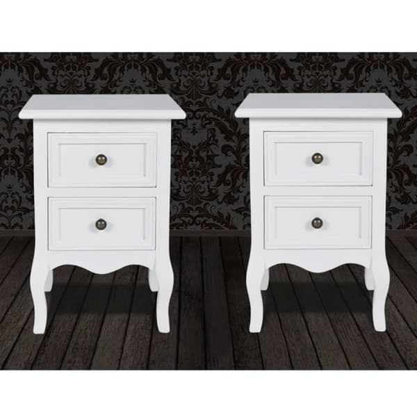 The Living Store sengeborde 2 stk. med 2 skuffer MDF hvid - Natborde