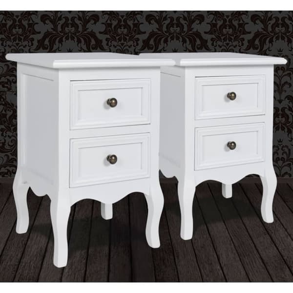 The Living Store sengeborde 2 stk. med 2 skuffer MDF hvid - Natborde