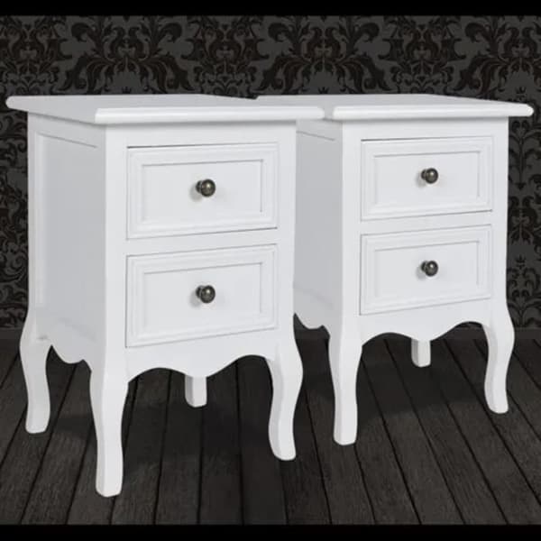 The Living Store sengeborde 2 stk. med 2 skuffer MDF hvid - Natborde