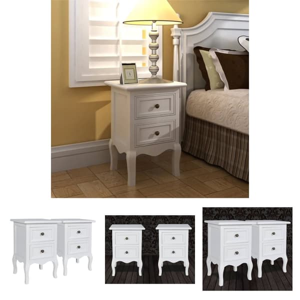 The Living Store sengeborde 2 stk. med 2 skuffer MDF hvid - Natborde