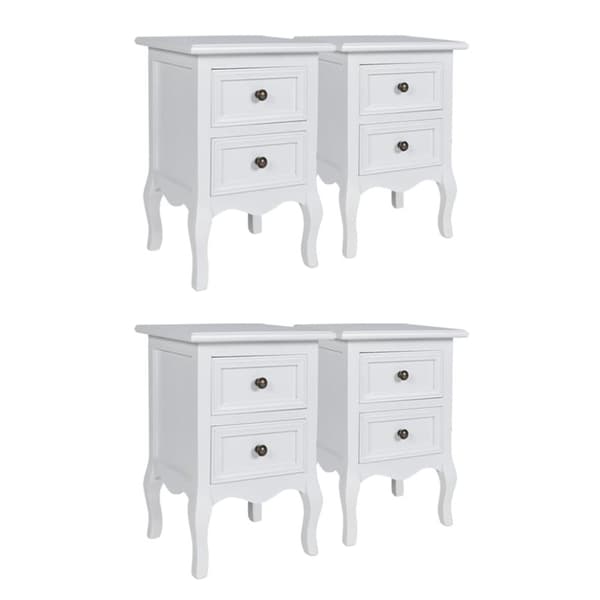 The Living Store Yöpöydät 4 kpl 2 vetolaatikkoa MDF valkoinen -  Yöpöydät