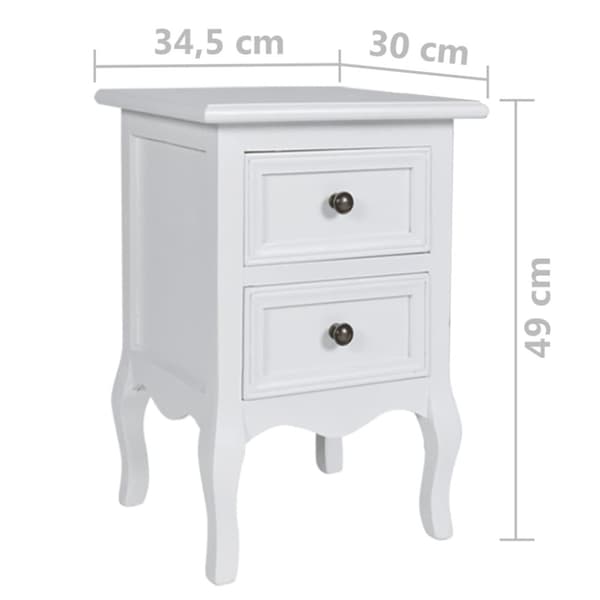 The Living Store Yöpöydät 4 kpl 2 vetolaatikkoa MDF valkoinen -  Yöpöydät