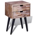 Miniatyrbild 4 av 10: The Living Store Sängbord med 2 lådor massiv återvunnen teak -  Nattduksbord