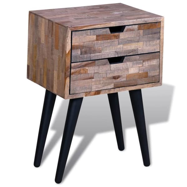 The Living Store Sängbord med 2 lådor massiv återvunnen teak -  Nattduksbord