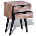 Miniatyrbild 6 av 10: The Living Store Sängbord med 2 lådor massiv återvunnen teak -  Nattduksbord