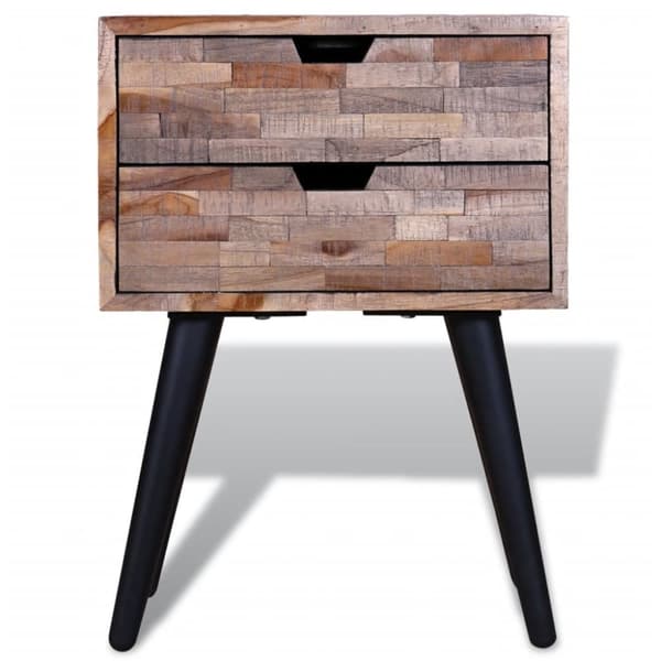 The Living Store Sängbord med 2 lådor massiv återvunnen teak -  Nattduksbord