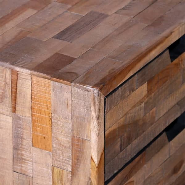 The Living Store Sängbord med 2 lådor massiv återvunnen teak -  Nattduksbord