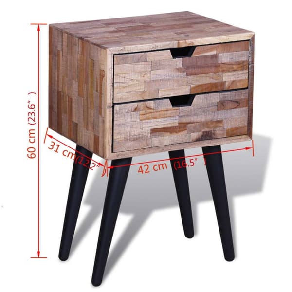 The Living Store Sängbord med 2 lådor massiv återvunnen teak -  Nattduksbord