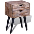 Miniatyrbild 2 av 10: The Living Store Sängbord med 2 lådor massiv återvunnen teak -  Nattduksbord