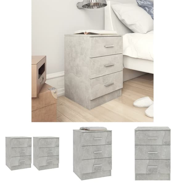 The Living Store sengeborde 2 stk. 38x35x56 cm konstrueret træ betongrå -  Natborde
