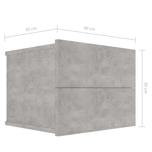 The Living Store sengeskab 40x30x30 cm spånplade betongrå -  Natborde