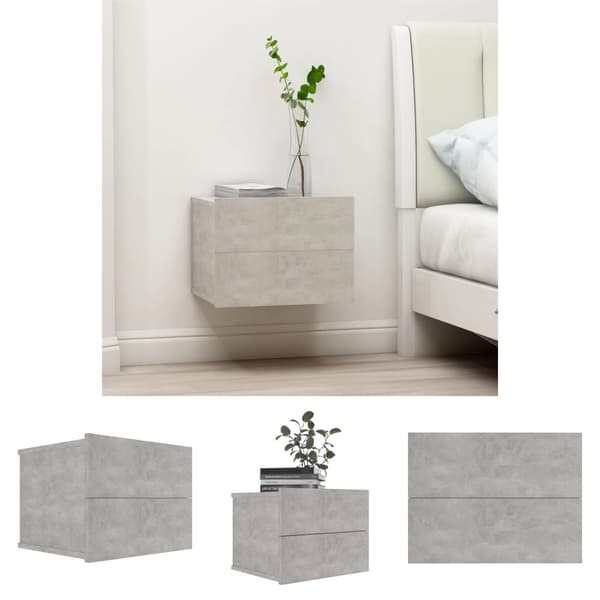 The Living Store sengeskab 40x30x30 cm spånplade betongrå -  Natborde